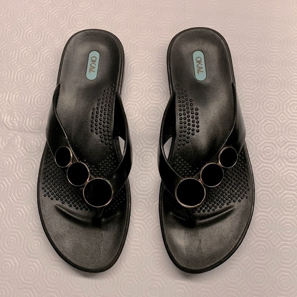 OKA b. Shoes - Oka-B Flip Flop Thong Sandals Black Size Large